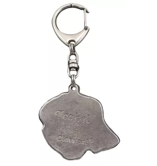 Dachshund Wire-haired, Wiener dog, Badger dog IV - Silver-plated key ring with a dog in a gift box, handbag decoration, backpack pendant by Art-Dog brand