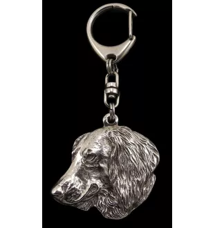 Dachshund Wire-haired, Wiener dog, Badger dog IV - Silver-plated key ring with a dog in a gift box, handbag decoration, backpack pendant by Art-Dog brand