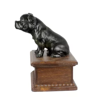 Staffordshire Bull Terrier, Staffie - urne pour les cendres d'un chien avec une statuette, urne personnalisée en bois, petite urne pour les cendres de chien de la marque Art-Dog