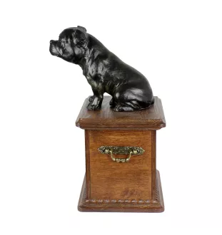 Staffordshire Bull Terrier, Staffordshire Bullterrier - Hund Ascheurne, Holzurne mit Hundesilhouette, klassische Hund Ascheurne von der Marke Art-Dog
