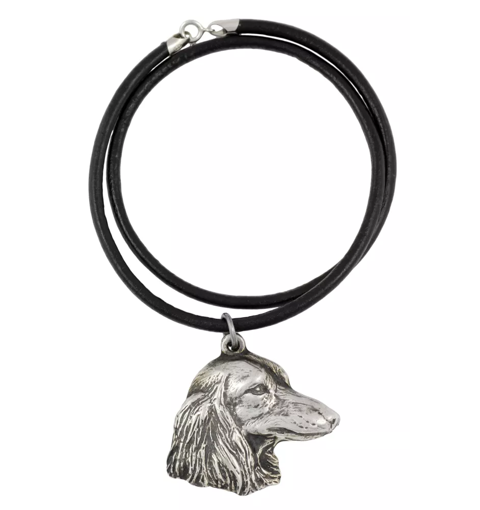 Teckel à poil dur, Chien-saucisse - collier avec un chien, pendentif en plaqué argent pour les fans de chiens, bijoux uniques de la marque Art-Dog