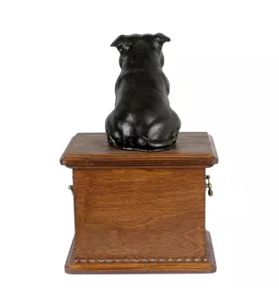 Staffordshire Bull Terrier, Staffy - urn for dog ashes, wooden urn with a dog silhouette, classic urn for dog ashes by Art-Dog brand