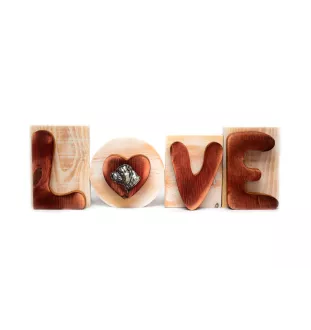 Staffordshire Bull Terrier, Staffy II - wooden LOVE sign, interior decoration with a dog, charming ornament for the shelf by Art-Dog brand