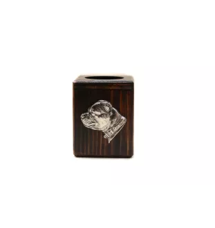 Staffordshire Bull Terrier, Staffie II - bougeoir en bois avec un chien, un souvenir unique après la perte d'un chien, une œuvre artisanale de la marque Art-Dog