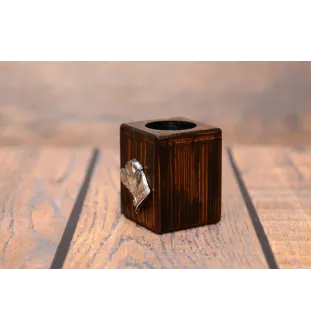 Staffordshire Bull Terrier, Staffordshire Bullterrier II - Holzkerzenständer mit Hund, einzigartiges Andenken an den Verlust eines Hundes, Handwerkskunst der Marke Art-Dog