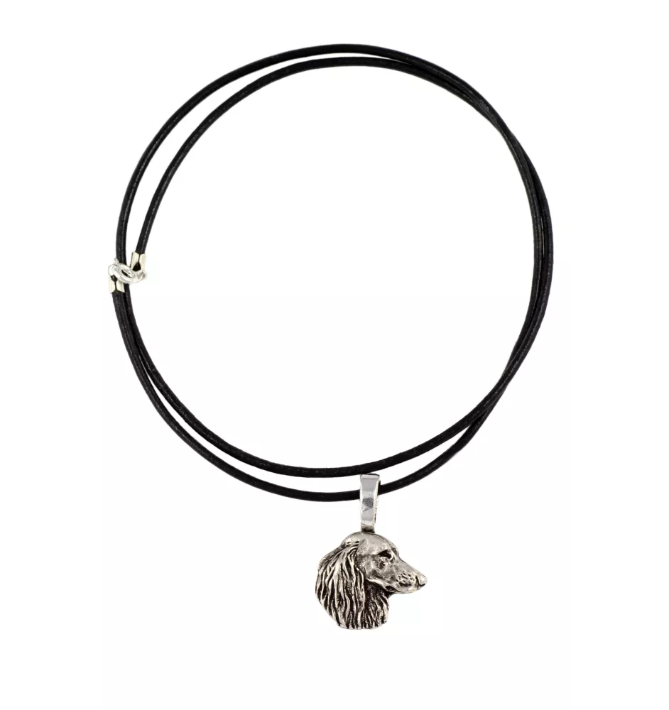 Dachshund Rauhhaar, Dackel, Teckel V - Hundehalsband, versilberter Anhänger für den Hundeliebhaber, dezenter Schmuck von Art-Dog