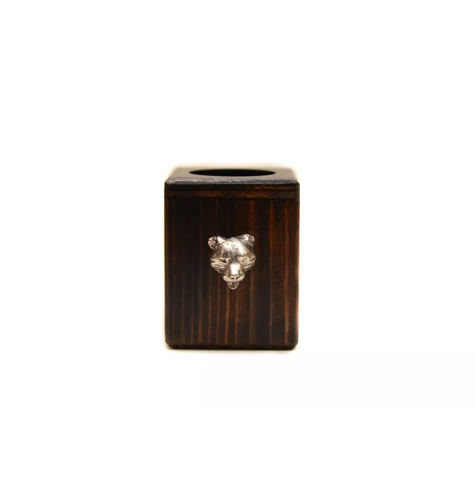 Staffordshire Bull Terrier, Staffy - wooden candle holder with a dog, a unique souvenir after losing a dog, a handicraft from the Art-Dog brand