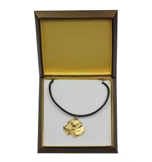 Teckel à poil dur, Chien-saucisse III - Collier de chien dans une boîte cadeau, pendentif plaqué or pour les fans de chiens, bijoux remarquables par Art-Dog