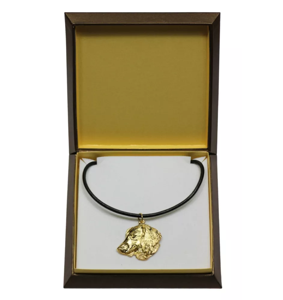 Dachshund Rauhhaar, Dackel, Teckel IV - Hundehalsband in Geschenkbox, vergoldeter Anhänger für Hundefans, auffälliger Schmuck von Art-Dog