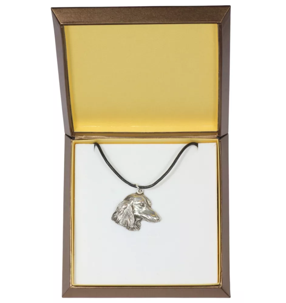 Dachshund Wire-haired, Wiener dog, Badger dog - Dog necklace in gift box, silver-plated locket for dog fan, striking pendant by Art-Dog brand