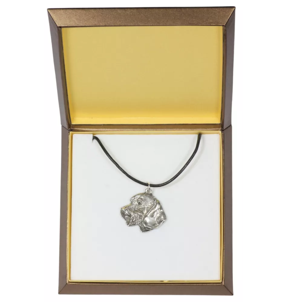 Dachshund Wire-haired, Wiener dog, Badger dog III - Dog necklace in gift box, silver-plated locket for dog fan, striking pendant by Art-Dog brand