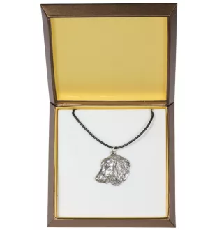 Teckel à poil dur, Chien-saucisse IV - Collier de chien dans une boîte cadeau, médaillon argenté pour fan de chien, pendentif remarquable de la marque Art-Dog