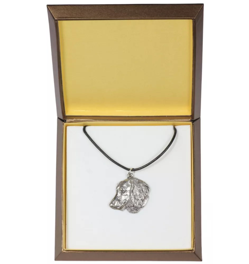 Dachshund Wire-haired, Wiener dog, Badger dog IV - Dog necklace in gift box, silver-plated locket for dog fan, striking pendant by Art-Dog brand