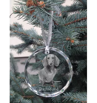 Dachshund Wire-haired, Wiener dog, Badger dog - crystal bauble with a photo, dog photo in crystal, personalized Christmas tree ornament by Art-Dog brand
