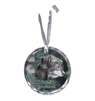 Dachshund Wire-haired, Wiener dog, Badger dog I - crystal bauble with a photo, dog photo in crystal, personalized Christmas tree ornament by Art-Dog brand