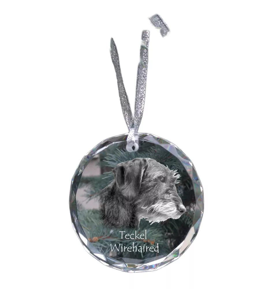 Dachshund Rauhhaar, Dackel, Teckel I - Kristallkugel mit Foto, Hundebild im Kristall, personalisierter Christbaumschmuck von Art-Dog.