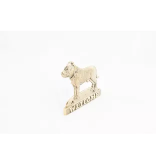 Staffordshire Bull Terrier, Staffy - a door sign with a dog, a brass welcome plaque, a unique sign with the inscription Welcome from the Art-Dog brand