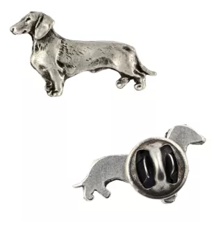 Dachshund Rauhhaar, Dackel, Teckel  - Versilberte Hundebrosche, elegante Anstecknadel, Jackenreversschmuck der Marke Art-Dog