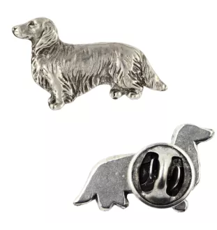 Dachshund Rauhhaar, Dackel, Teckel III  - Versilberte Hundebrosche, elegante Anstecknadel, Jackenreversschmuck der Marke Art-Dog