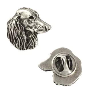 Teckel à poil dur, Chien-saucisse V  - Broche chien argentée, épingle élégante, décoration de revers de veste par la marque Art-Dog