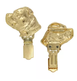 Staffordshire Bull Terrier, Staffordshire Bullterrier - Brosche mit Clip, vergoldeter Startnummernhalter, Geschenk für Hundeausstellung der Marke Art-Dog