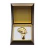 Staffordshire Bull Terrier, Staffy - brooch with a clip, gold-plated holder for a start number, a gift for a dog show by Art-Dog brand.