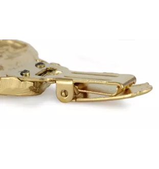 Staffordshire Bull Terrier, Staffordshire Bullterrier - Brosche mit Clip, vergoldeter Startnummernhalter, Geschenk für Hundeausstellung der Marke Art-Dog