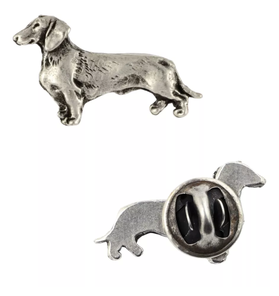 Jamnik szorstkowłosy pin posrebrzony w pudełku Art-Dog