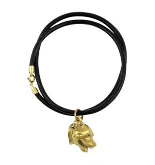 Staffordshire Bull Terrier, Staffy - keychain and necklace with a dog in a box, high-quality gold-plated product, Art-Dog brand