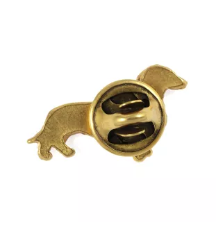 Dachshund Wire-haired, Wiener dog, Badger dog - Dog brooch in decorative box, elegant gold-plated pin, Art-Dog brand jacket pin