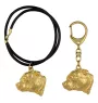 Staffordshire Bull Terrier, Staffie III - porte-clés et collier avec chien dans une boîte, produit plaqué or de haute qualité, marque Art-Dog