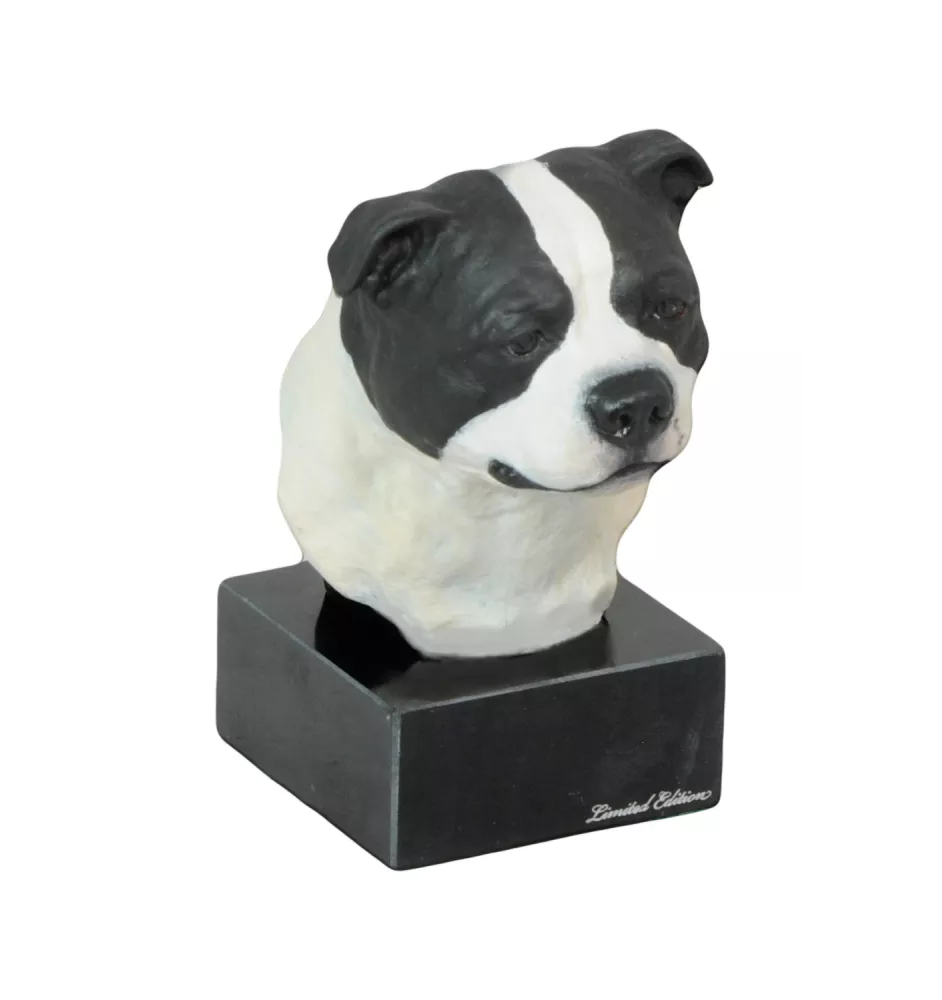 Staffordshire Bull Terrier, Staffordshire Bullterrier - bemalte Figur, Statue, Skulptur, vom Künstler hergestellt, Marke Art-Dog