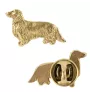 Dachshund Wire-haired, Wiener dog, Badger dog III - Dog brooch in decorative box, elegant gold-plated pin, Art-Dog brand jacket pin
