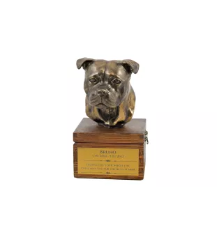 Staffordshire Bull Terrier, Staffie I - urne pour les cendres du chien avec une statuette, petite urne pour chien, urne personnalisée avec le buste du chien de la marque Art-Dog