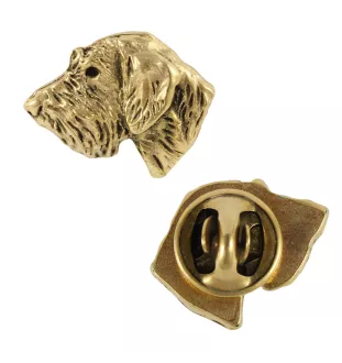 Teckel à poil dur, Chien-saucisse II - broche plaquée or, ornement élégant pour chien, broche unique de la marque Art-Dog