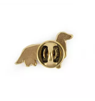 Dachshund Wire-haired, Wiener dog, Badger dog III - gold-plated pin brooch, elegant dog ornament, unique pin by Art-Dog brand