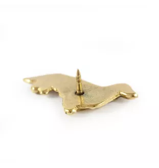 Dachshund Wire-haired, Wiener dog, Badger dog III - gold-plated pin brooch, elegant dog ornament, unique pin by Art-Dog brand