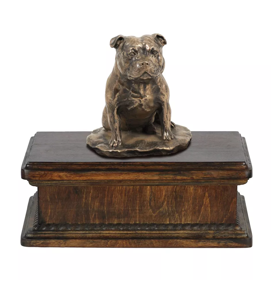 Staffordshire Bull Terrier, Staffordshire Bullterrier I - Hund Ascheurne, klassische Urne mit Statue, elegante Urne mit Hund von der Marke Art-Dog