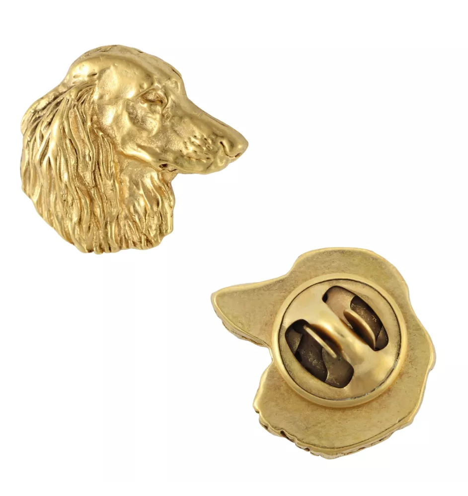 Teckel à poil dur, Chien-saucisse V - broche plaquée or, ornement élégant pour chien, broche unique de la marque Art-Dog