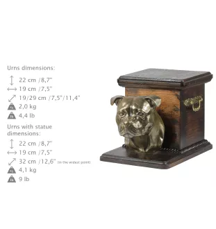 Staffordshire Bull Terrier urna wykonana z drewna z psem Art-Dog