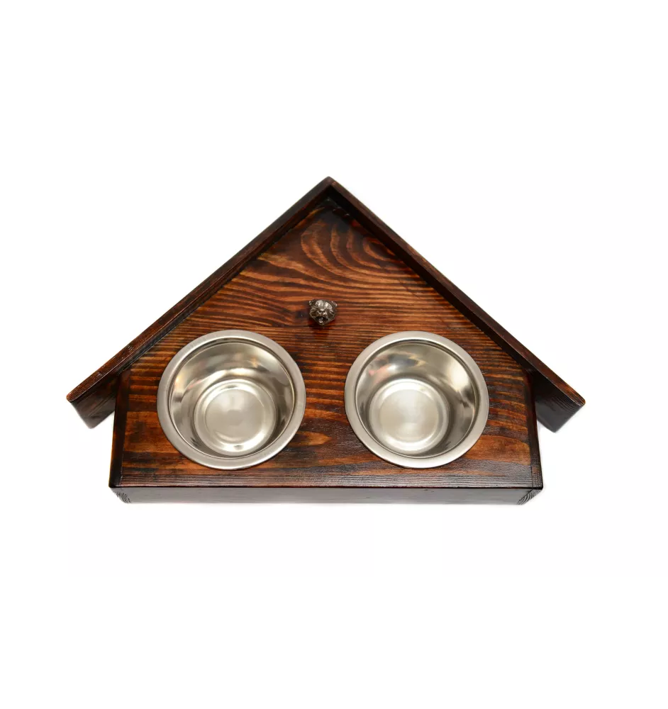 Staffordshire Bull Terrier, Staffie - support en bois avec des bols pour chien, bols pour chien décoratifs, cadeau pour l'adoption d'un chien de la marque Art-Dog