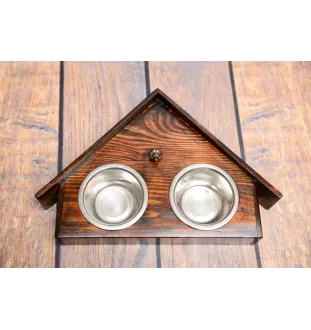 Staffordshire Bull Terrier drewniany stojak na miski w ksztalcie budy Art-Dog