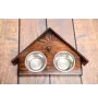Staffordshire Bull Terrier, Staffy - wooden stand with bowls for a dog, decorative dog bowls, a gift for adopting a dog from the Art-Dog brand