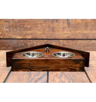 Staffordshire Bull Terrier, Staffie - support en bois avec des bols pour chien, bols pour chien décoratifs, cadeau pour l'adoption d'un chien de la marque Art-Dog