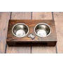 Staffordshire Bull Terrier, Staffy II - wooden stand with bowls for a dog, steel dog bowls, a gift for adopting a dog from the Art-Dog brand