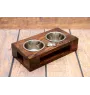 Staffordshire Bull Terrier, Staffy II - wooden stand with bowls for a dog, steel dog bowls, a gift for adopting a dog from the Art-Dog brand