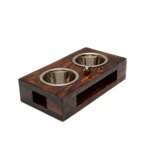 Staffordshire Bull Terrier, Staffordshire Bullterrier - Holzständer mit Näpfen für Hunde, Edelstahlnäpfe, Geschenk zur Adoption eines Hundes von der Marke Art-Dog