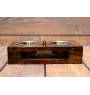 Staffordshire Bull Terrier, Staffy - wooden stand with bowls for a dog, steel dog bowls, a gift for adopting a dog from the Art-Dog brand