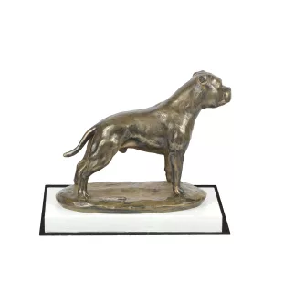 Staffordshire Bull Terrier, Staffy III - dog figurine, figure on a white base, trophy for Art-Dog dog show exhibition