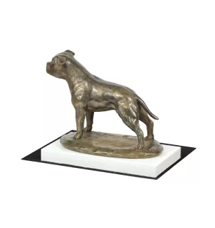 Staffordshire Bull Terrier, Staffy III - dog figurine, figure on a white base, trophy for Art-Dog dog show exhibition